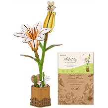 Kaayee 3D Flower Puzzles WhiteLily, Wooden Flowers Craft for Adults