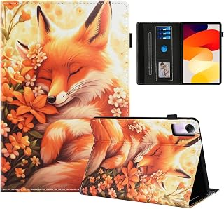 Hülle für Xiaomi Redmi Pad SE 11 Zoll - PU Leder Magnetischer Ständer Wallet Tablet Schutzhülle 2023 - Blumenfuchs