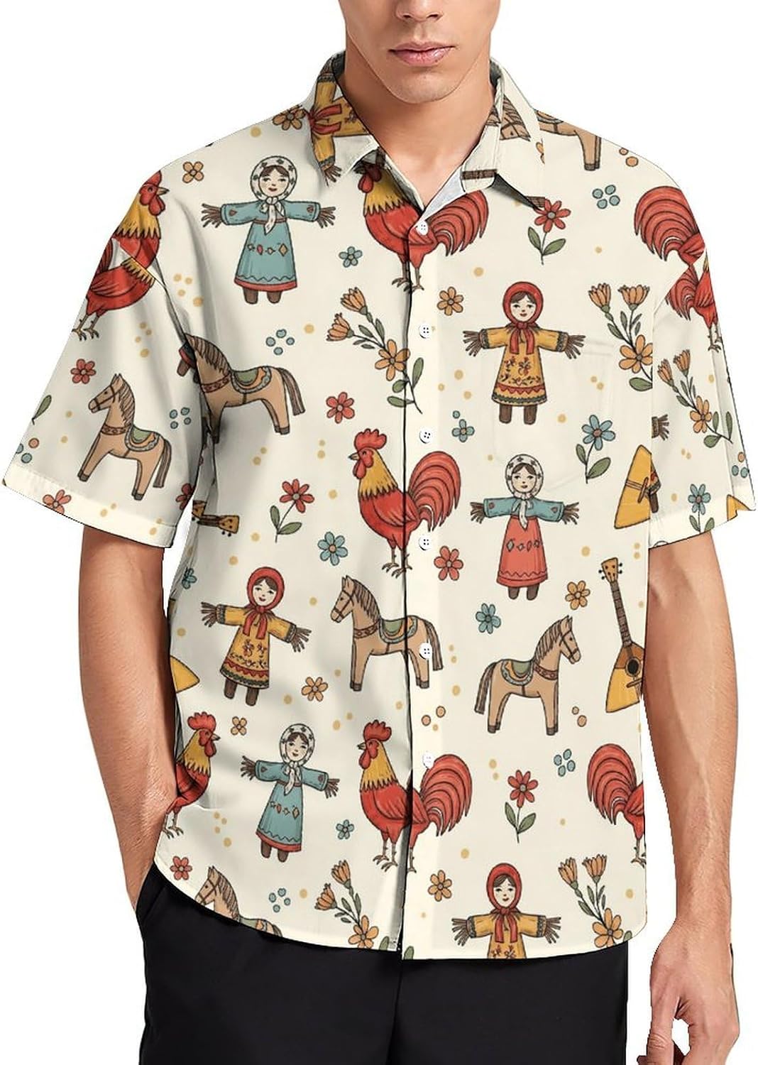 Men's Hawaiian Camp Shirt Short Sleeve Button Down Casual Shirt with Pocket,Wrinkle Free Beach Wedding Vacation Wear