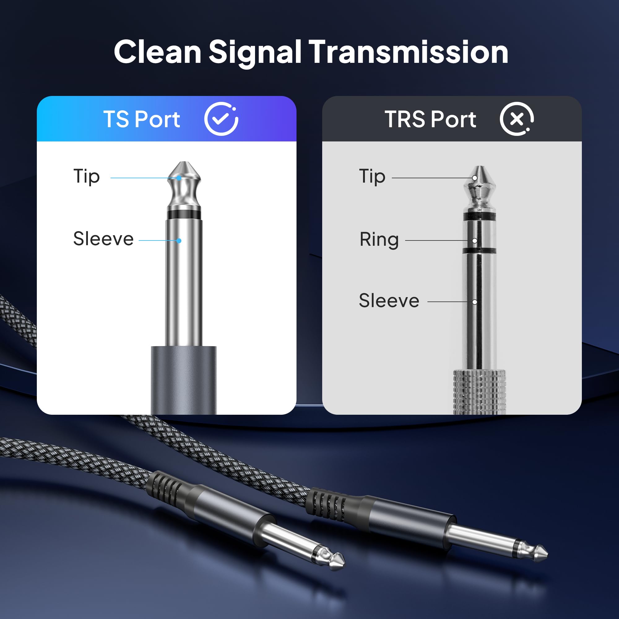 Elebase Cavo Audio TS Chitarra Elettrica 3 Meters 2 Pezzi,Cavo Jack 6,35mm a 6,3mm Maschio,Cavi Guitar 90 Gradi Angolare 1/4” per Strumenti Musicali,Accessori Chitarra,Basso,Tastiera Musicali,Amp