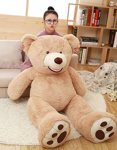 Vista 3 de Funda de oso de peluche de tamaño real de 5.2 pies, suave abrigo gigante sin relleno, oso marrón para bricolaje con novia o amante (63.0 in)