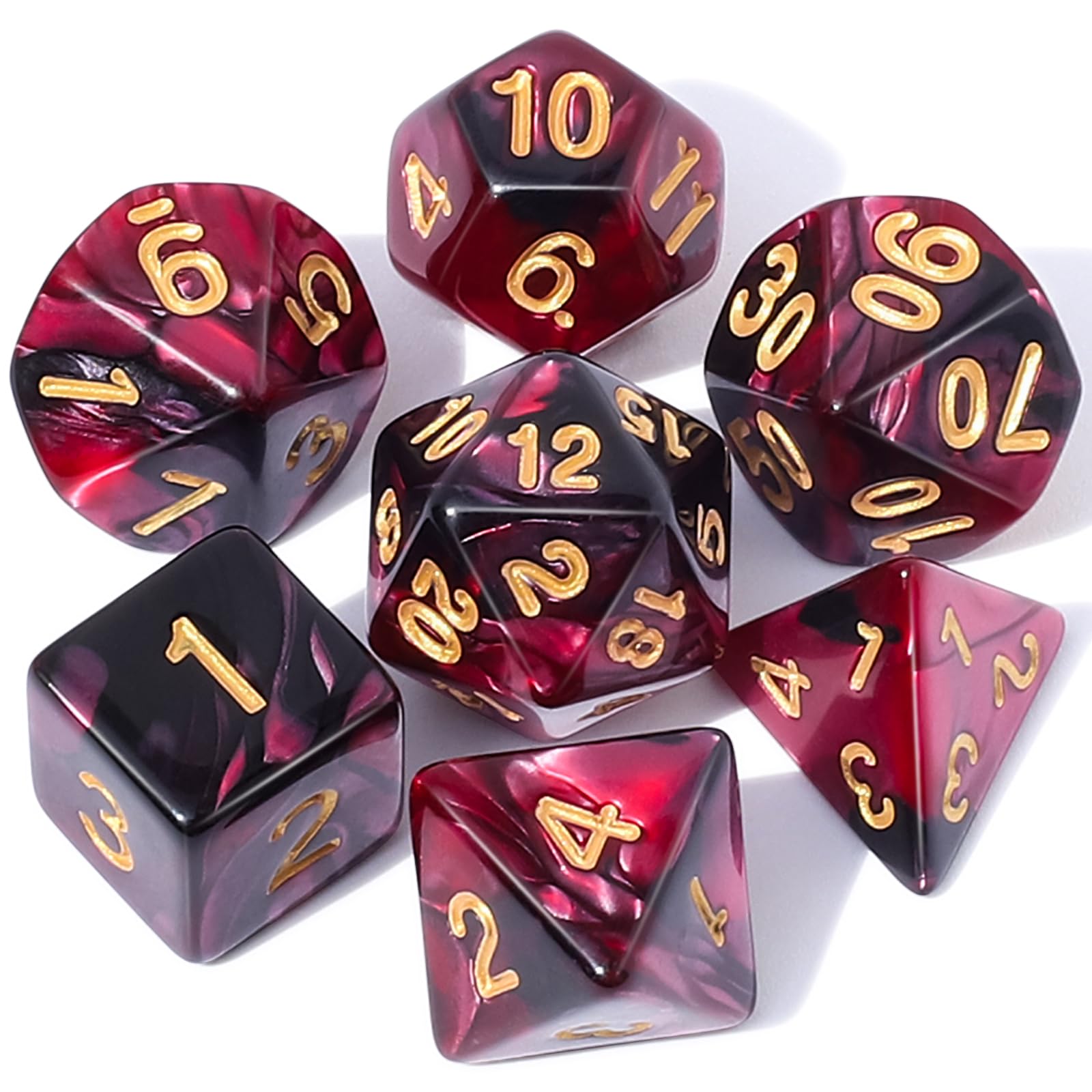 CiaraQ DND Polyhedral Dice Set with a Black Dice Bag for D&D RPG MTG Role Playing Table Games