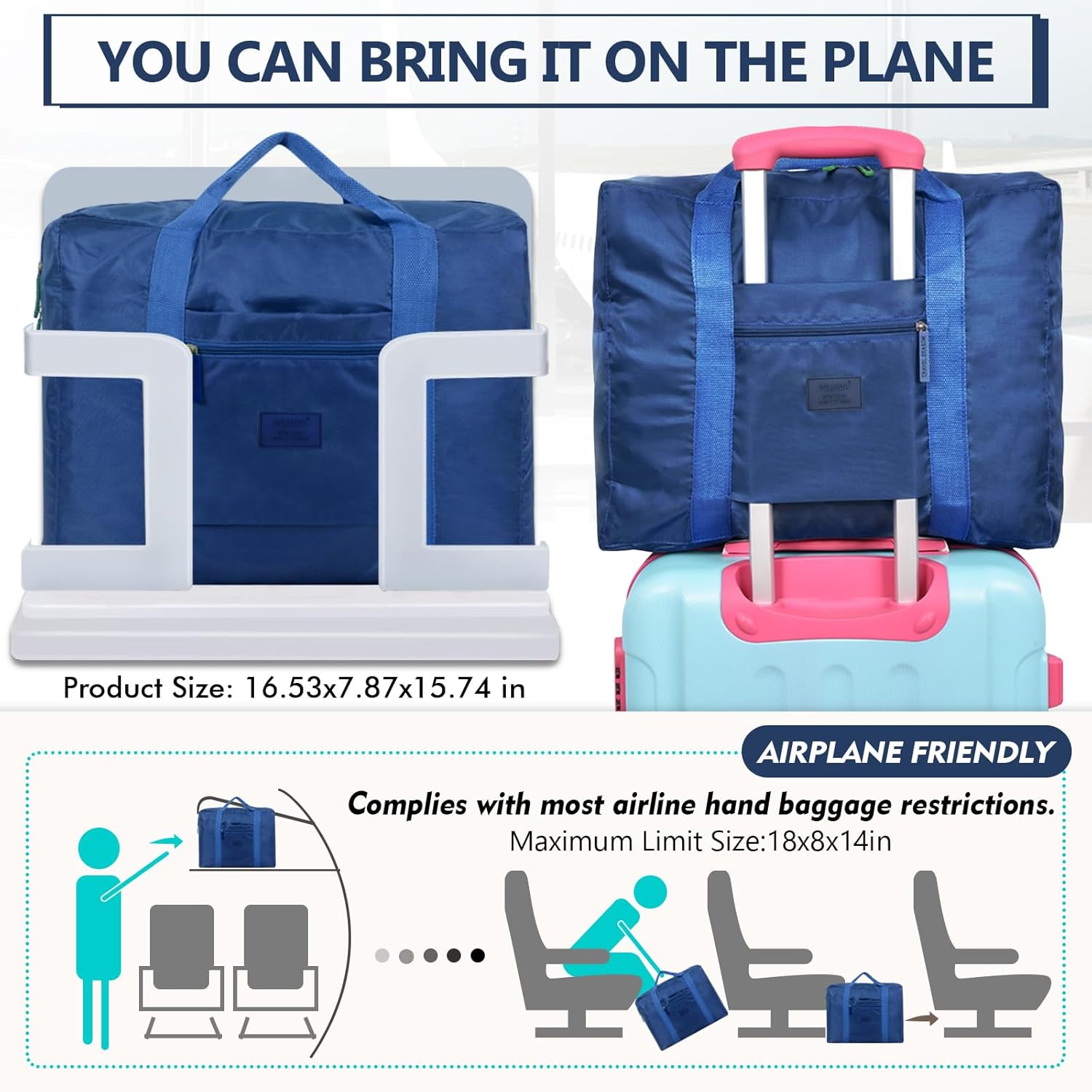 Travel Duffel Bag 12 PCS Foldable Travel Bag Bulk Carry on Luggage Bag Waterproof Tote Sports Gym Bag Lightweight Large Weekender Overnight Bag for Women and Men (Blue 12PCS)