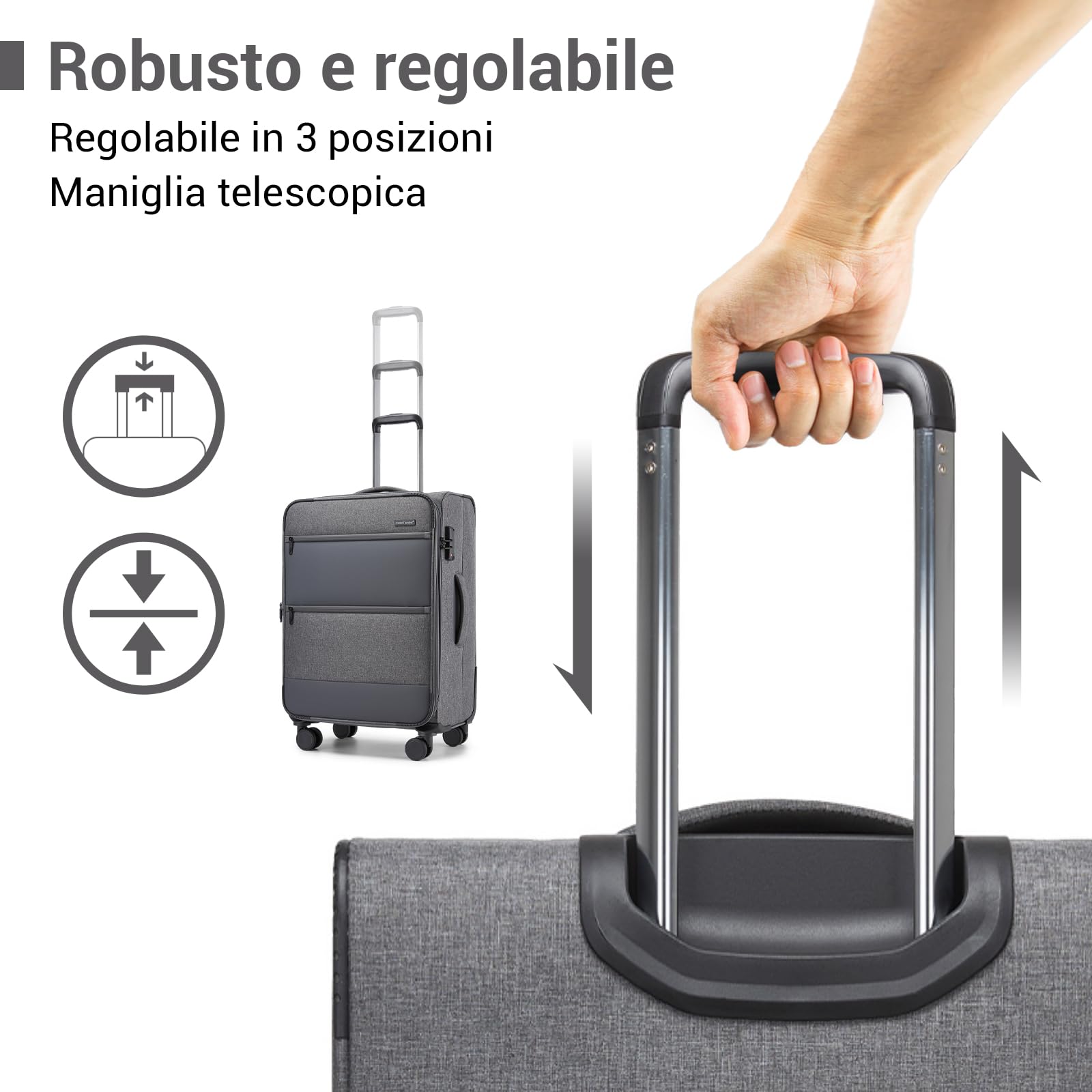 British Traveller Valigia Trolley Grande Rigido Espandibile 79,cm Valigie Rigida da Viaggio con 4 Ruote Girevoli e TSA Lucchetto(28pollici, Grigio)