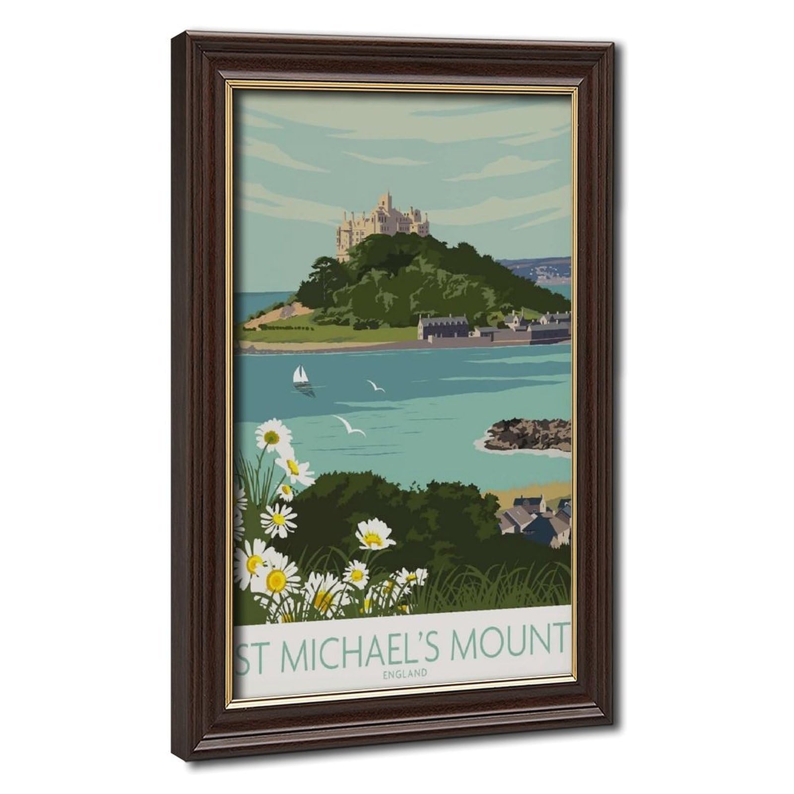 Bareronor Mokume Gane Frame-Style Cornwall Canvas Poster For Office Decor Gift