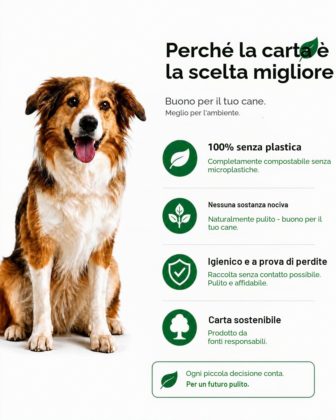 Eco Poop Scoop Sacchetti per escrementi di cani con manico e biodegradabili (360 pezzi, cartone) – sacchetti compostabili per cani e cuccioli di taglia piccola, media e grande – sacchetti per