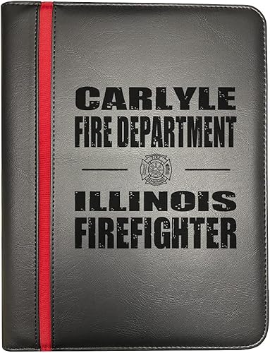 Carlyle Illinois Bomberos Bomberos Delgada Línea Roja Bomberos Portafolio Organizador Oración de Bomberos Impresión Delgada Línea Roja Bandera