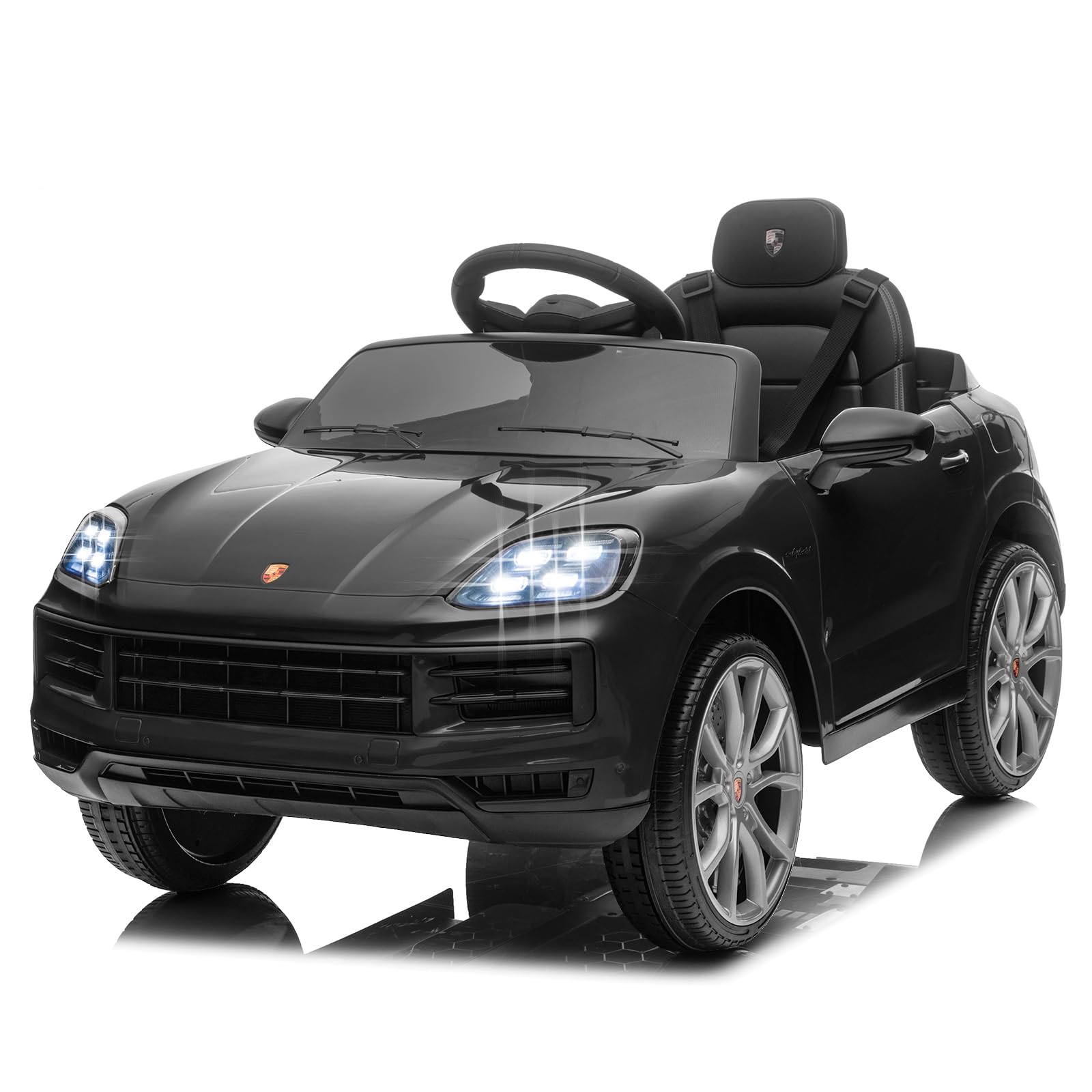 LALAHO Porsche Cayenne Enfant 12V Noir télécommande parentale lumières