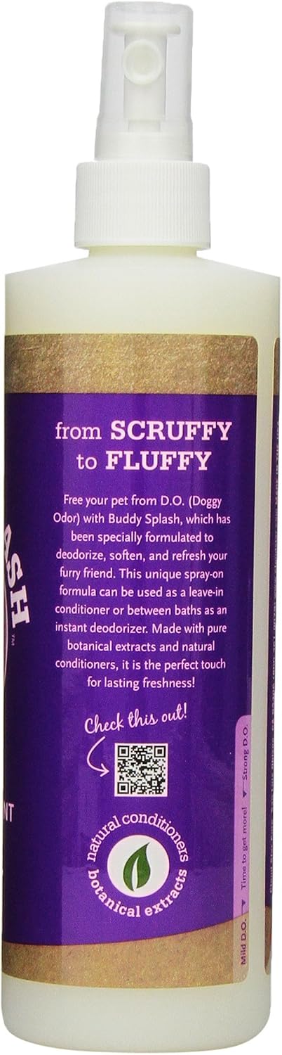 Buddy Biscuits Splash Dog Deodorizer & Conditioner, Easy Spray On with Botanical Extracts, Lavender & Mint 16 oz (15402)