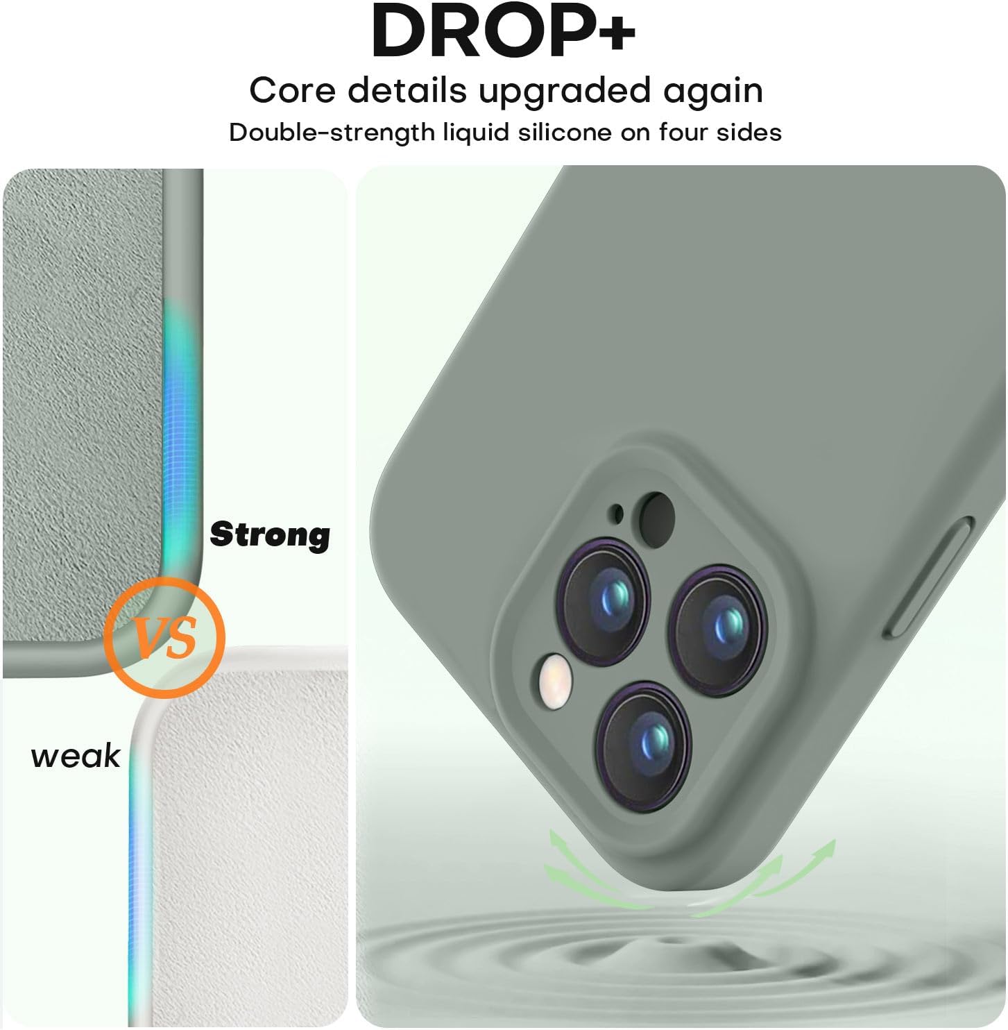 Vooii Compatible with iPhone 16 Pro Max Case, Liquid Silicone Upgrade [Camera Protection] [Soft Anti-Scratch Microfiber Lining] Shockproof Phone Case for iPhone 16 Pro Max 6.9 inch - Calke Green - Image 4