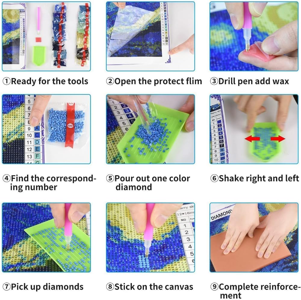 RICUVED Kit per pittura mosaico diamanti 4 pezzi kit per pittura con di
