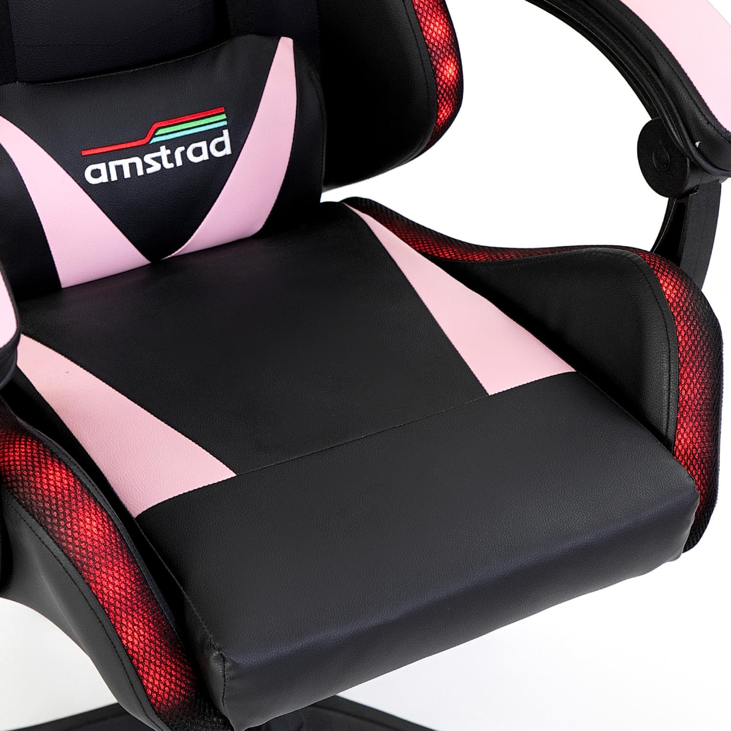 Amstrad AMS-900-LED-PINK Fauteuil/Chaise de Bureau Gamer Noir Rose - Eclairage LED 366 Effets - Télécommande