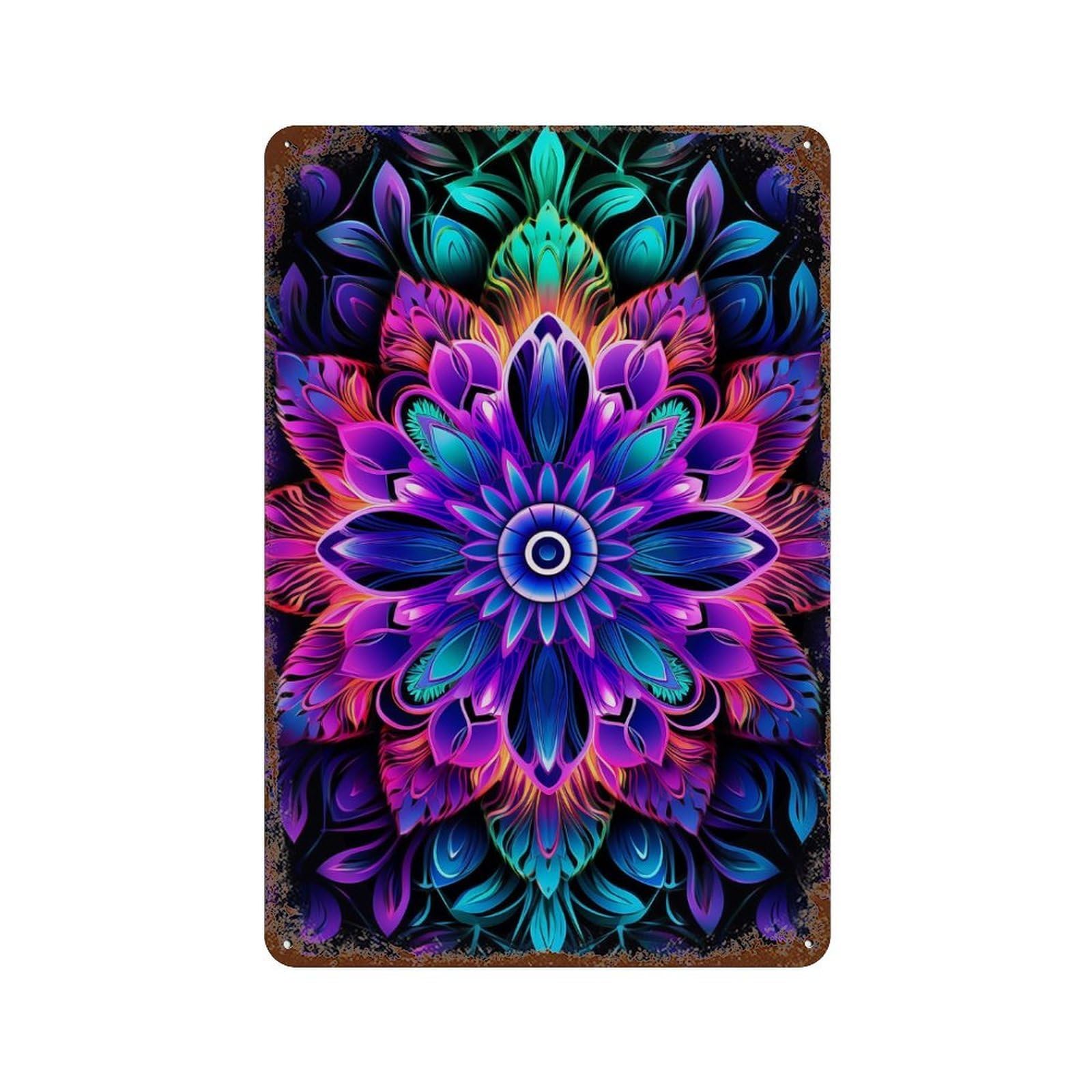 Mandala No.3 Decorative Tin Sign 11.8"x7.9", Shabby Chic Decor for Garage, Pub Or Kitchen