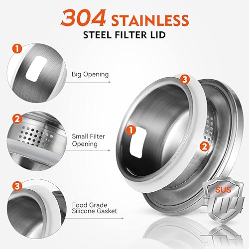 Miniatura 3 de Aofmee - Jarra de vidrio de 100 onzas, 3L con tapa, jarra de té helado con tapa y caño de acero inoxidable 304, jarra resistente al calor para té