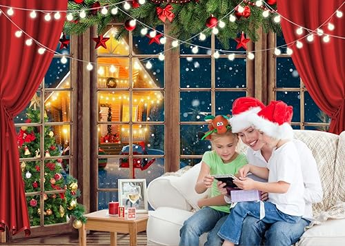 Miniatura 4 de Alltten Fondos de Navidad de 10 x 10 pies para fotografía de dibujos animados de Navidad, fondo de fotografía de dibujos animados en interiores,