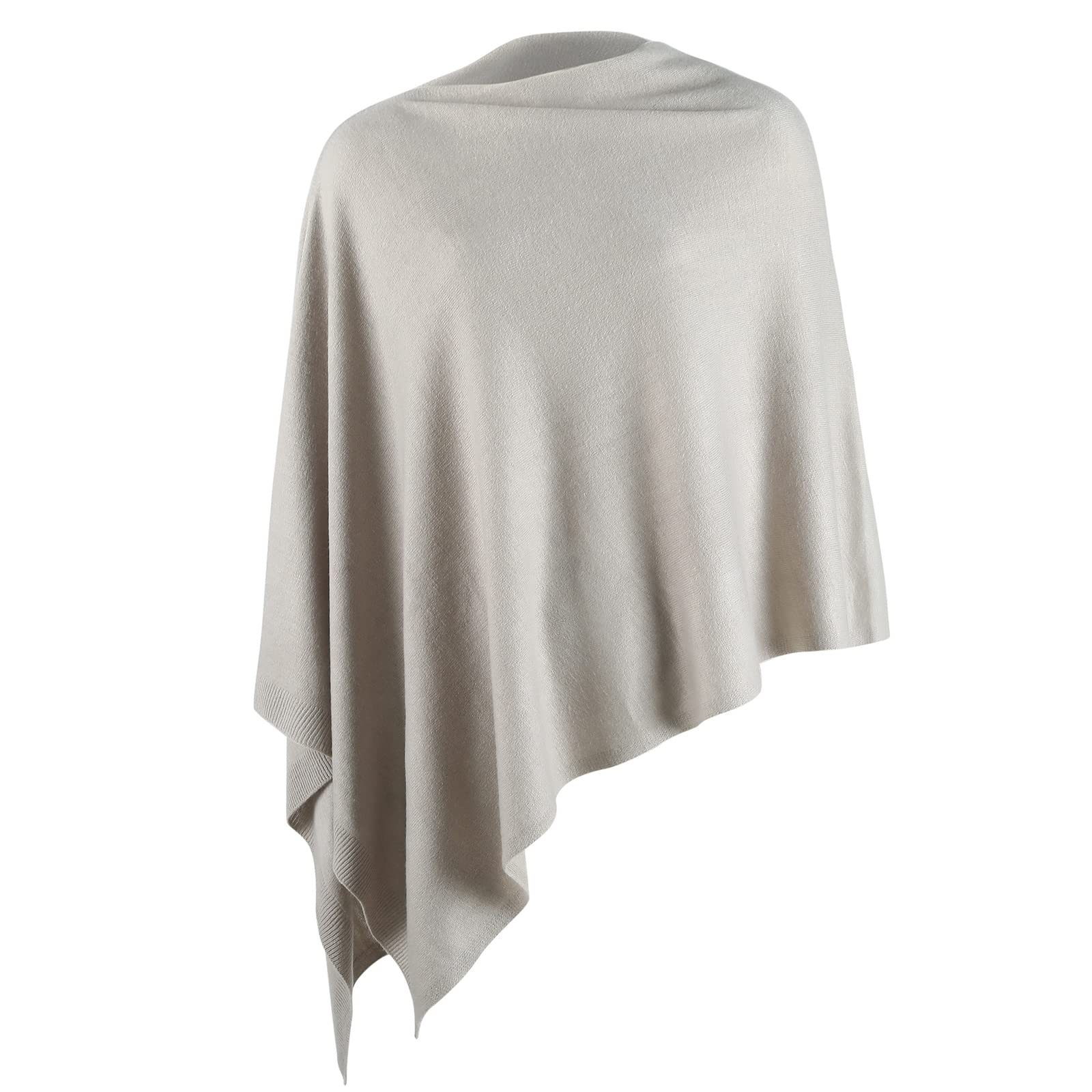 Fomolom Women Ponchos Sweater Versatile Lightweight Solid Knitted Shawl Wrap Scarf Cape Accessories for Womens