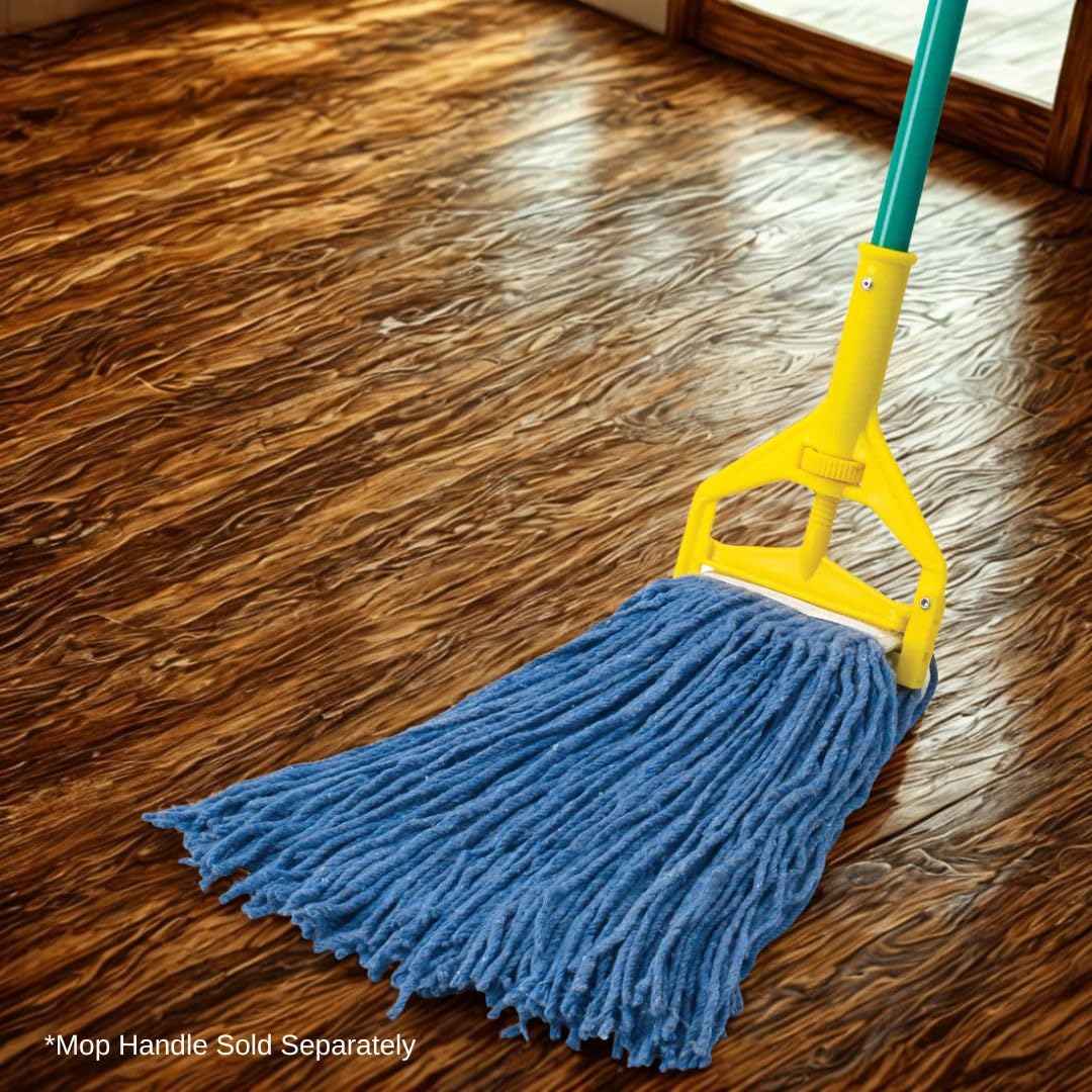 Soro Essentials- 20oz/570g Cut-End Wet Mop Head Replacement Economy Cotton-Poly Blend Blue Color- Commercial-Grade 4-Ply Yarn Mop Head with Narrow Band Wet Industrial Cleaning Mop Head Refill