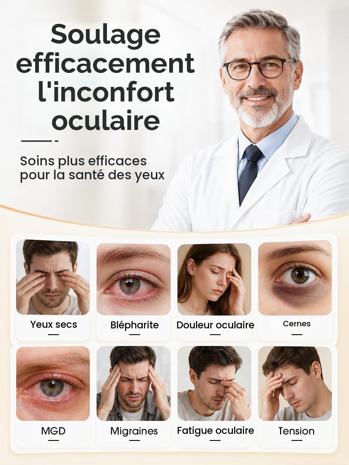 EASICUTI Masque chauffant pour les yeux - Compresse chaude sans fil pour la | Stye Treatment - Soulagement des yeux - Améliore le sommeil - 4 niveaux de température et minuterie - Coussin chauffant