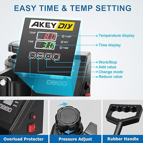 Miniatura 4 de Máquina de prensa de calor para camisetas, máquina de transferencia de calor 5 en 1, prensa de impresión de calor de 12 x 15 pulgadas para