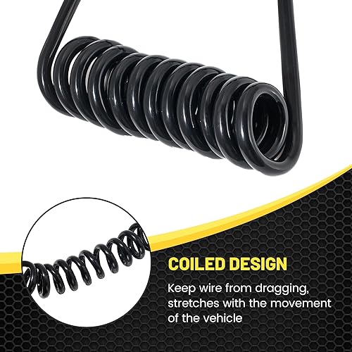 Miniatura 3 de Oyviny Adaptador de enchufe de remolque plano de 7 vías a 4 vías de 7.5 pies, diseño en espiral elástico de 7 pines a 4 pines, cableado de extensión