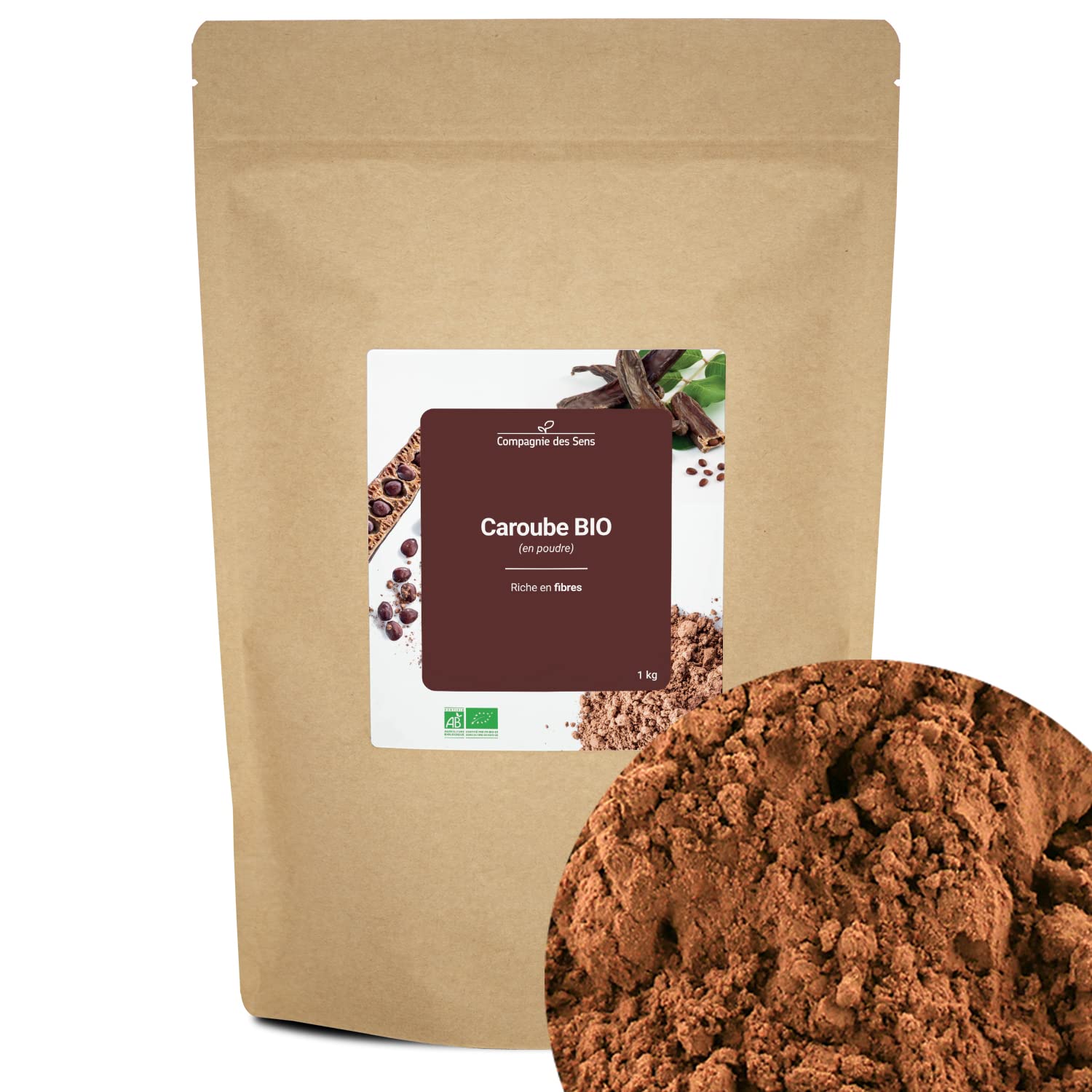 Caroube BIO (en poudre) - riche en fibres - 1kg