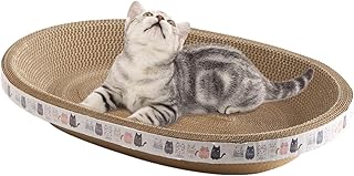 Cat Scratcher Cardboard | 2 in 1 Cardboard Cat Scratchers Beds | Oval Cat Scratching Board Bed for Indoor Cats | Durable Corrugated Cardboard Bowl Nest Scratching Pad for Cats Playing