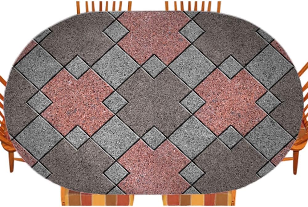 Marble Oval Fitted Tablecloth, Marble Texture Background, for Kitchen Dining, Party, Holiday, Christmas, Buffet, Fits 48" x 72" Table