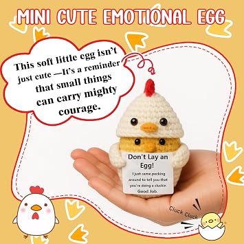 Funny Crocheted Egg with Hidden Chick, Handmade Encouragement Gift | A cluckin' good job card hides inside the perfect funny pick-me-up for coworkers, friends & egg lovers who need a smile