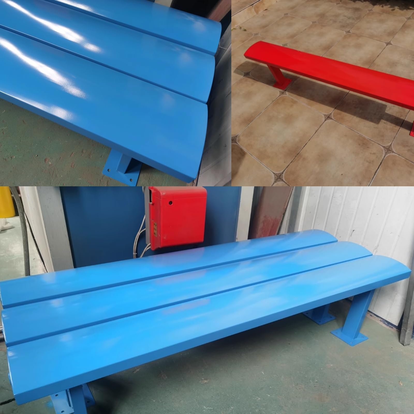 Odporna na warunki atmosferyczne metalowa ławka ogrodowa dla 3-4 osób, bez oparcia, idealna na balkon, patio, do parku lub przystanku autobusowego, żółta 120 x 22 x 45 cm