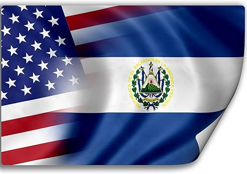 Calcomanía (decal) con bandera de El Salvador y Estados Unidos (Salvadoran)