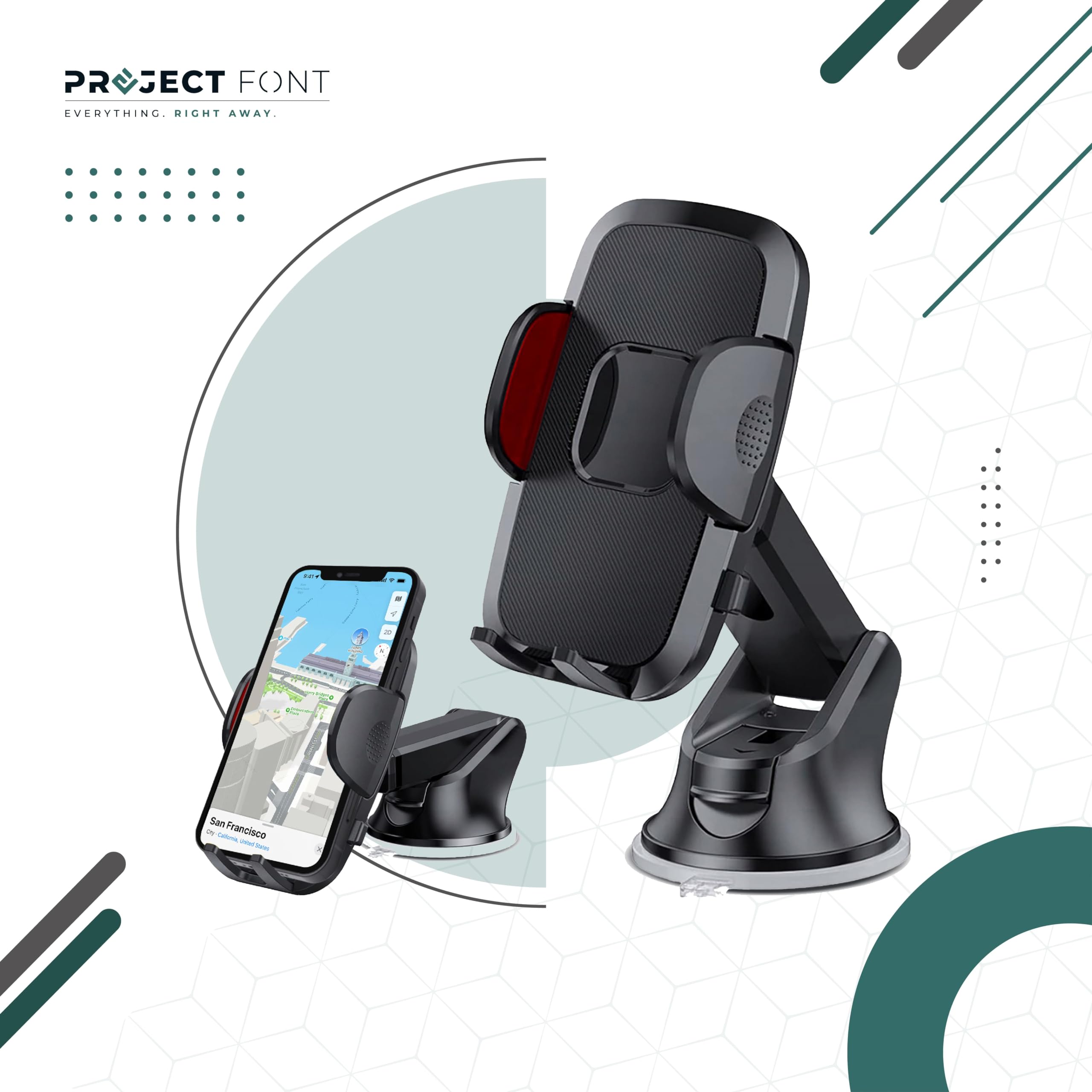 Supporto Telefono Auto Universale Coolpow – 3 In 1 Con Ventosa A Gel E Base Adesiva – Per Parabrezza E Bocchette – Adatto A Smartphone 4-7 Pollici - 2