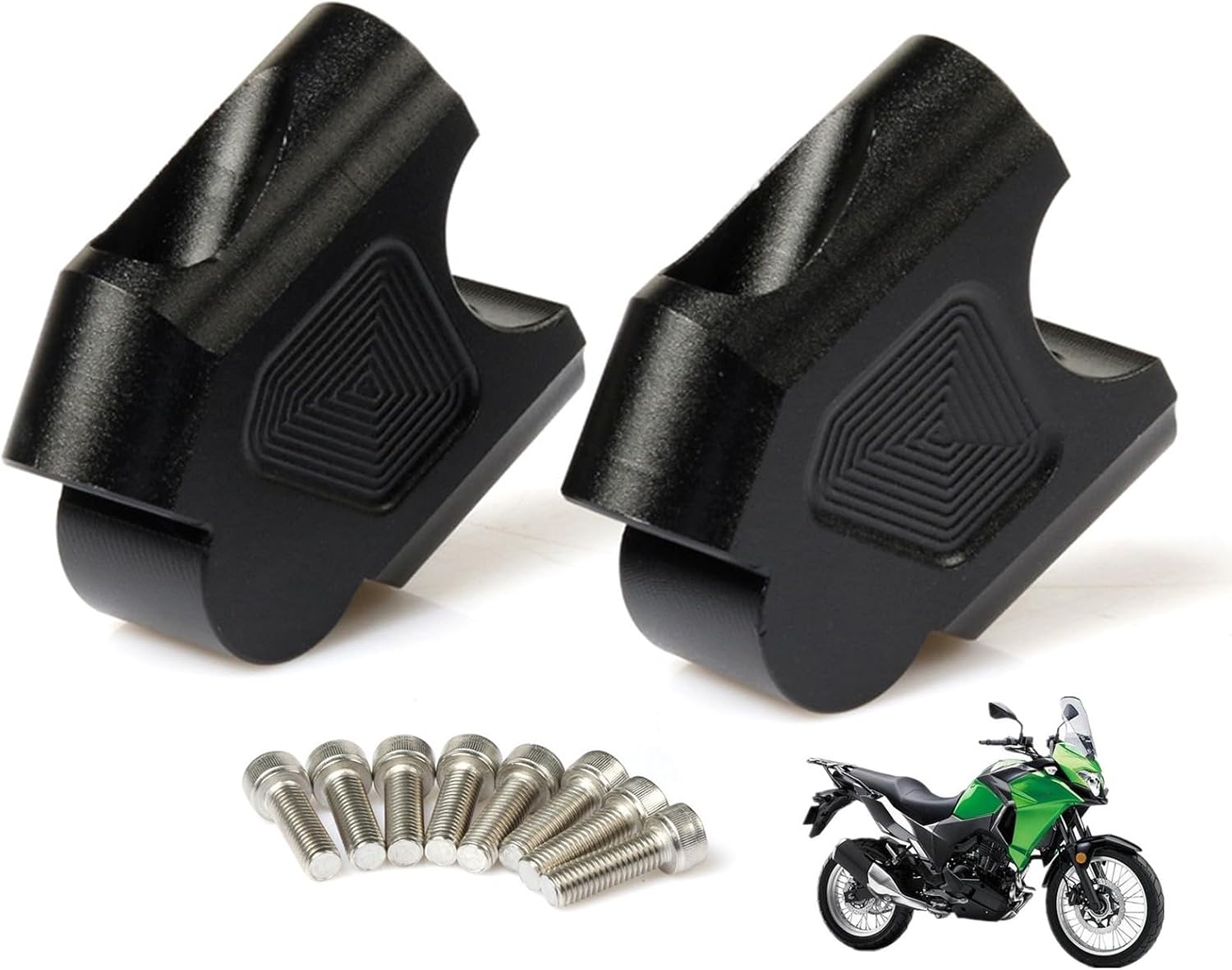 Kompatybilny z Kawasaki Versys X-300 czarny podgięcie kierownicy motocykla, 40 mm, podwyższona podkładka, aluminiowa rączka motocyklowa, zacisk mocujący do tyłu, 20 mm