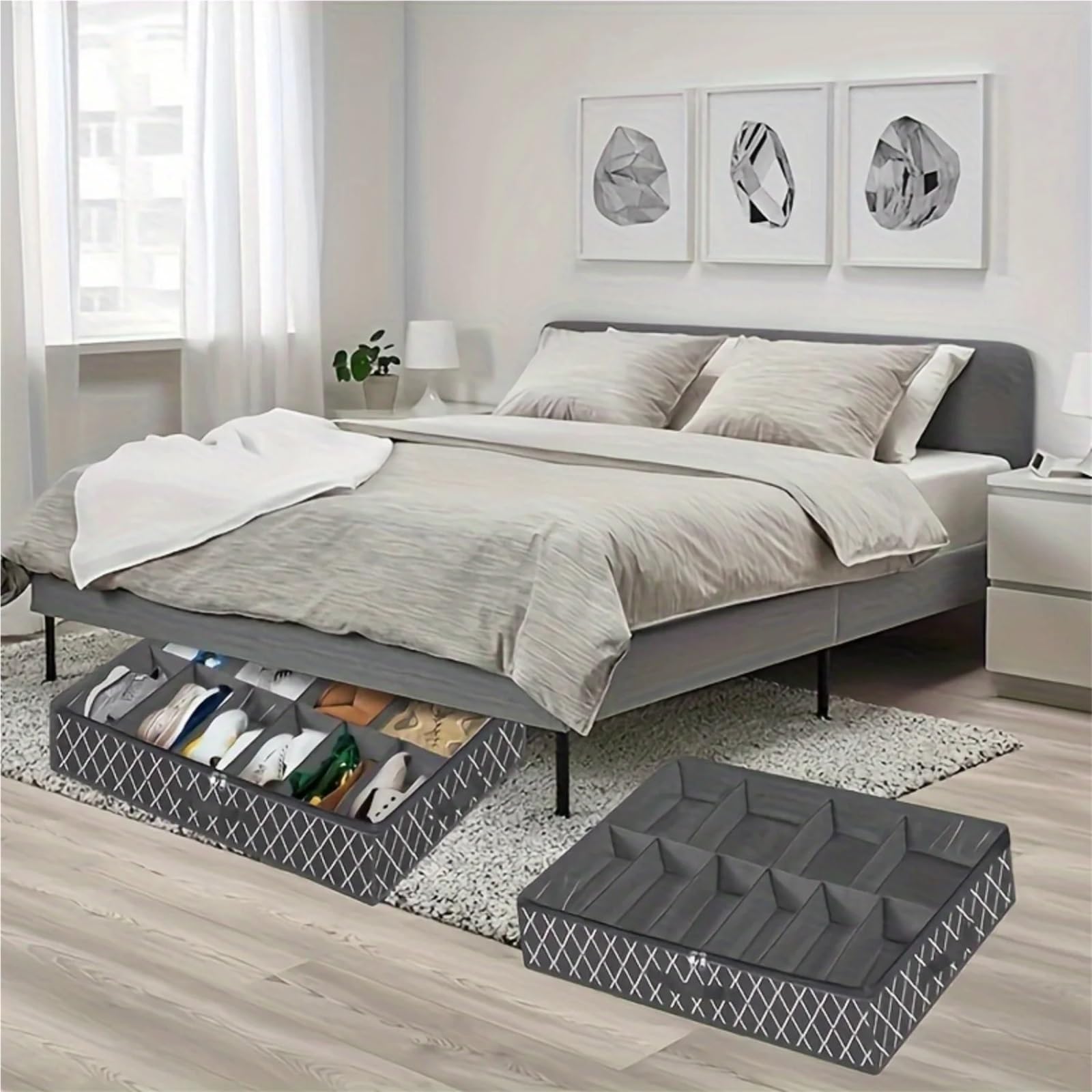 Organizzatore Di Scarpe Sotto Il Letto Organizer for scarpe pieghevole da 2 pezzi sotto il letto, contenitore for scarpe in tessuto pieghevole, con coperchio trasparente, borsa trasparente for finestr