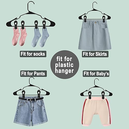 Vista 13 de Clips de plástico multiusos, 50 unidades, color gris, perfectos para perchas de plástico de terciopelo