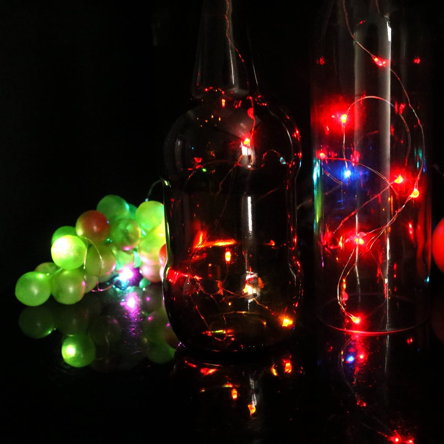 6pcs luci a Stringa a LED con Sughero AAA alimentate a Batteria, Colori Lampeggianti luci per Bottiglie di Ricambio Decorare Camera da Letto Bar Party (1 m/10 luci)