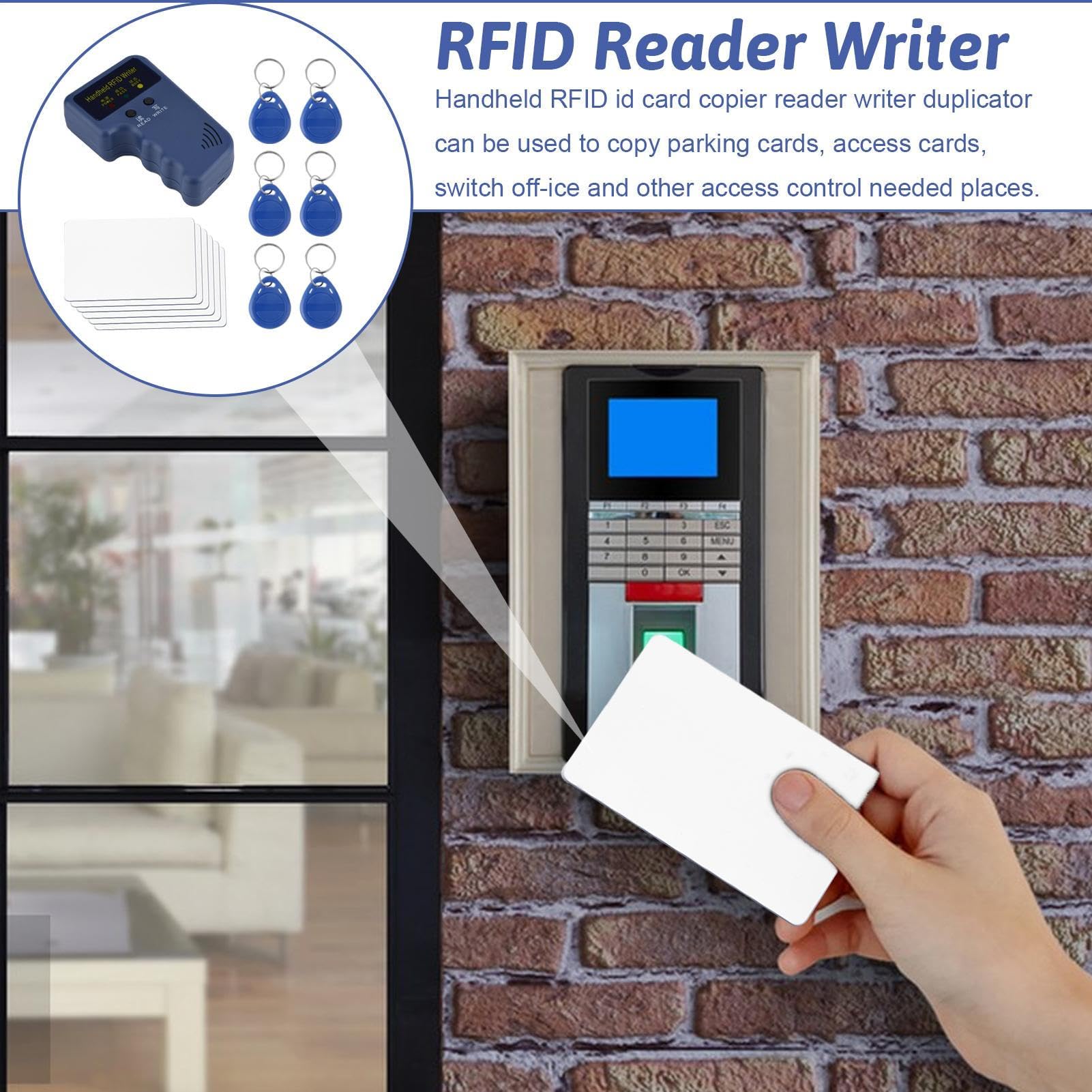Clonador Duplicador R-FID de Tarjeta de Proximidad 125 kHz con Llavero y Tarjetas