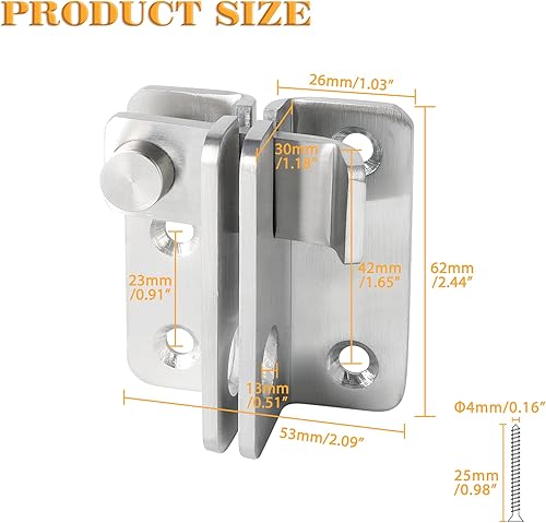Miniatura 2 de Alise Pestillo abatible, pestillos de puerta deslizante, cerrojo de seguridad para gabinete de granero, jaula de mascotas, valla de madera, baño,