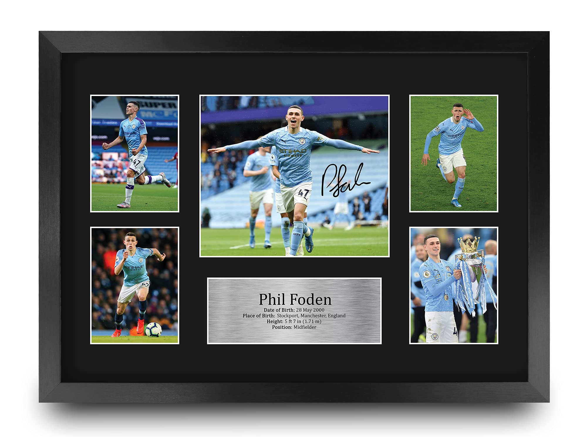 HWC Trading FR A3 Phil Foden Manchester City Gifts Printed Signed Autograph Picture for Football Fans and Supporters - A3 Framed