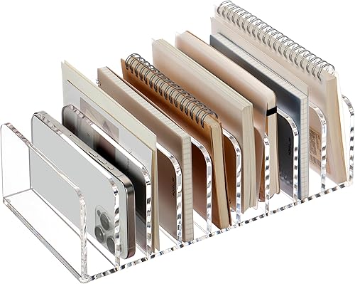 SANRUI Organizador de correo de escritorio transparente, 9 compartimentos, clasificador de documentos de oficina, soportes de almacenamiento de