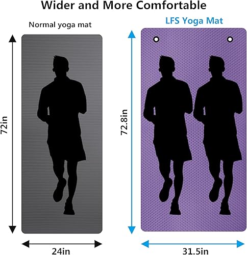 Miniatura 10 de LFS Alfombrilla de yoga de 315 pulgadas de 0394in extra ancha y extra gruesa antideslizante para ejercicio y fitness con banda y bolsa de yoga para