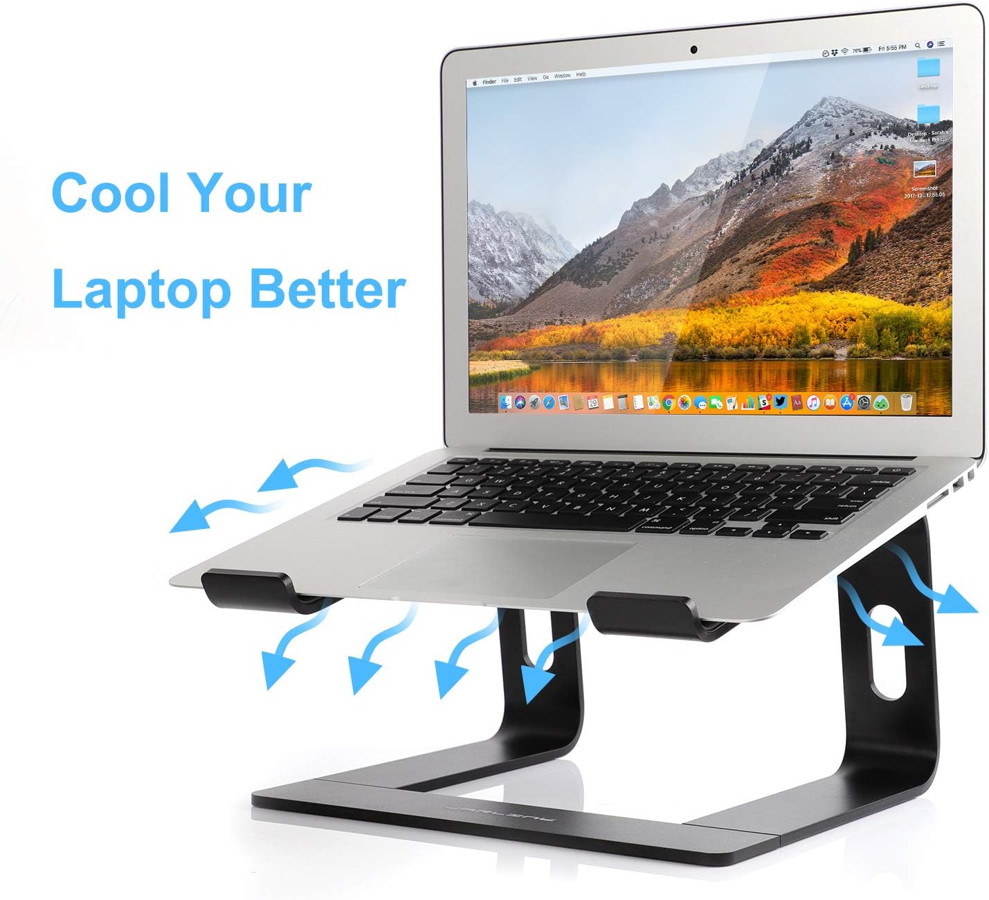 JARLINK Aluminum Laptop Stand, Ergonomic Detachable Laptop Holder Riser Compatible with MacBook Air Pro/Dell XPS/HP/Lenovo (up to 15.6 inches), Black