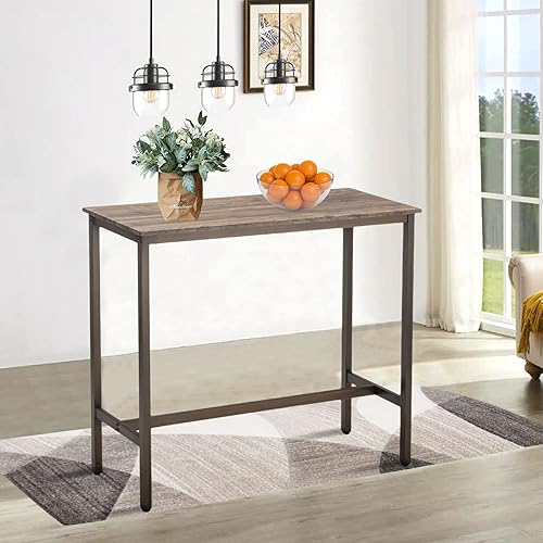 Miniatura 17 de Aklaus Mesa de bar de 40 pulgadas, mesa rectangular de altura de barra industrial con marco de metal dorado resistente, parte superior de mármol