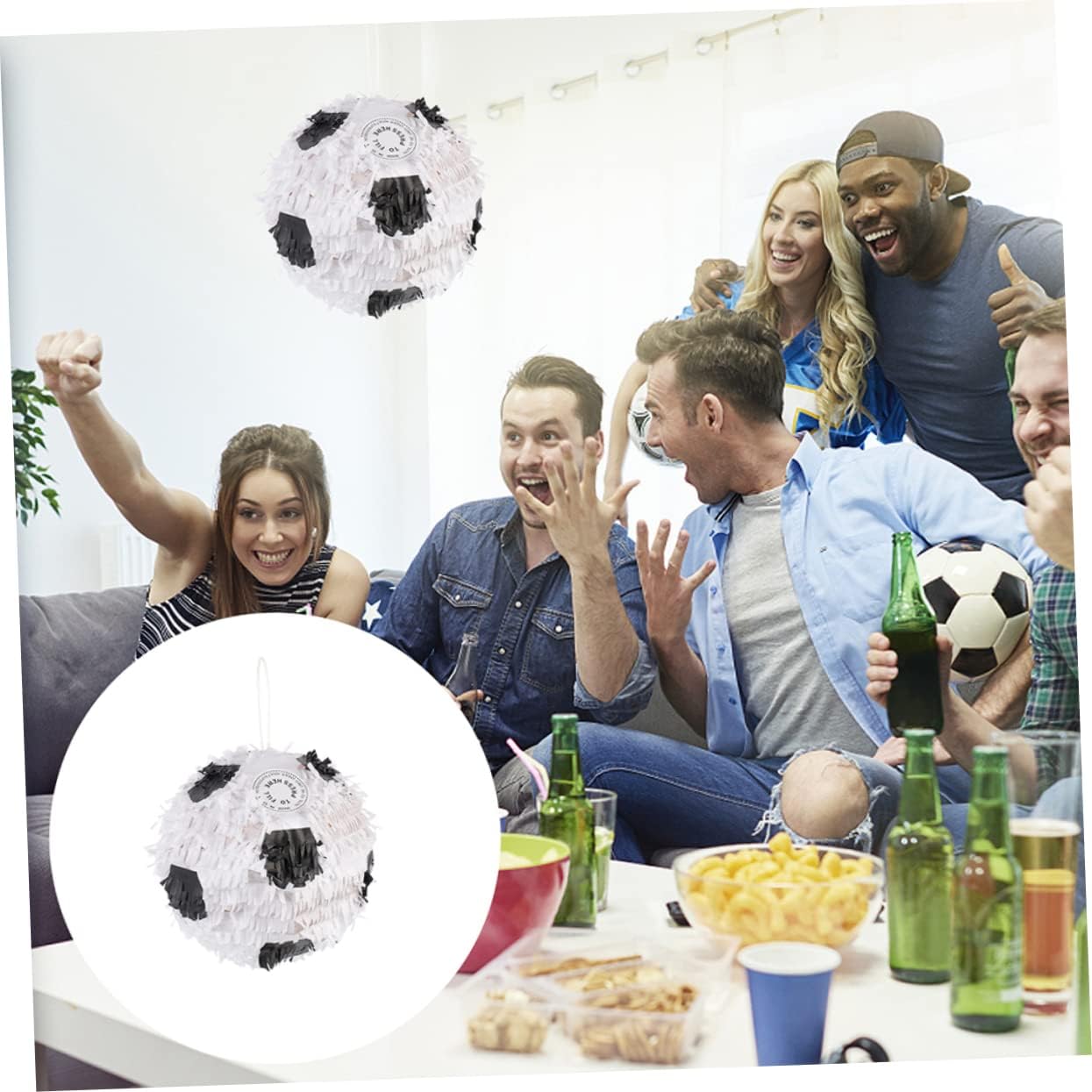 2Pcs Soccer Ball Pinata with Pinata Stick Theme Birthday Party Supplies Safe and Sports Birthday Decoration Fill with Candy