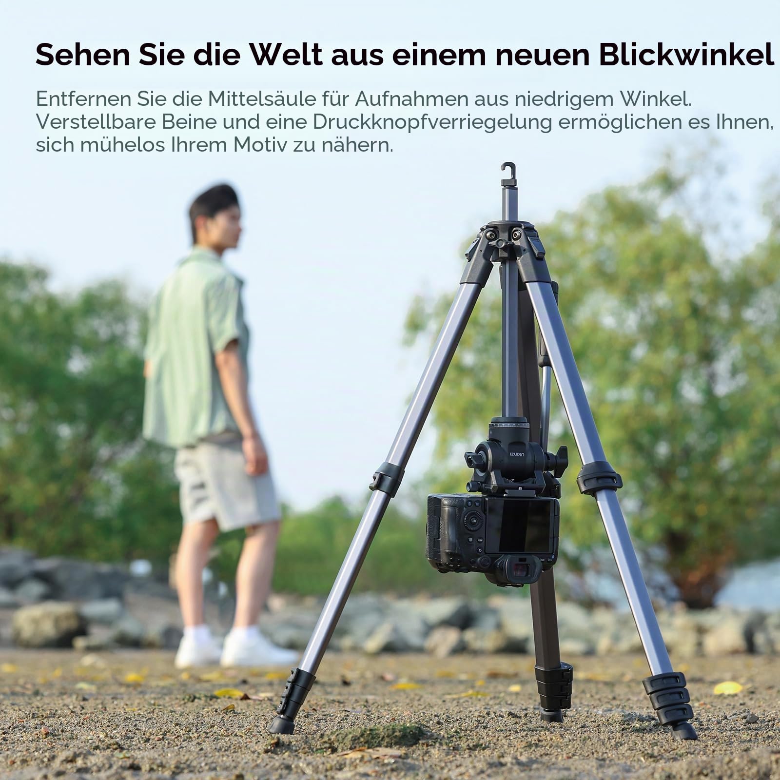 ULANZI Ombra Video II 157cm Videostativ mit Fluidkopf 360° Pan&-70°/+90° Tilt Pan, Travel Tripod mit Handyhalterung, Kamerastativ mit Arca Swiss Kompatibel für DSLR, Handy (Tragkraft 10 kg)