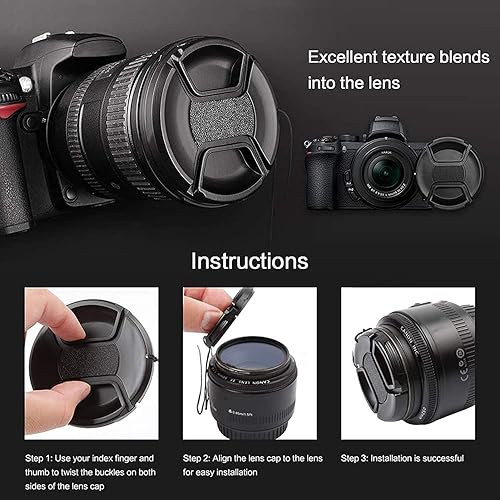 Miniatura 5 de Tapa de lente de cámara de 2.047 in, cubierta de lente de cámara Draduo a presión, compatible con cámara Nikon Canon Sony