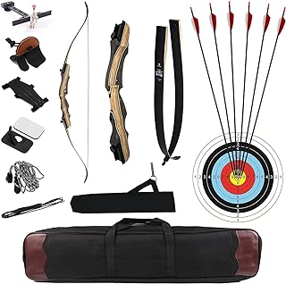 DEERACE Takedown Recurve Bow and Arrow Set 62" Classic Traditional Wooden Bow for Adults Youth Beginner Hunting Targeting Archery