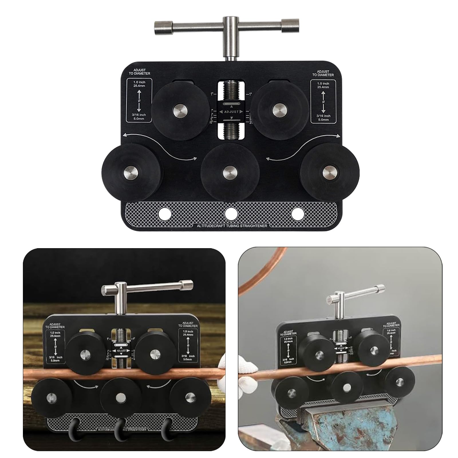 DIMITU Heavy Duty Handheld Tube Straightener for Aluminum Copper Fuels Brake Lines 3/16 to 1.0 Inch Diameter Workshop Tool