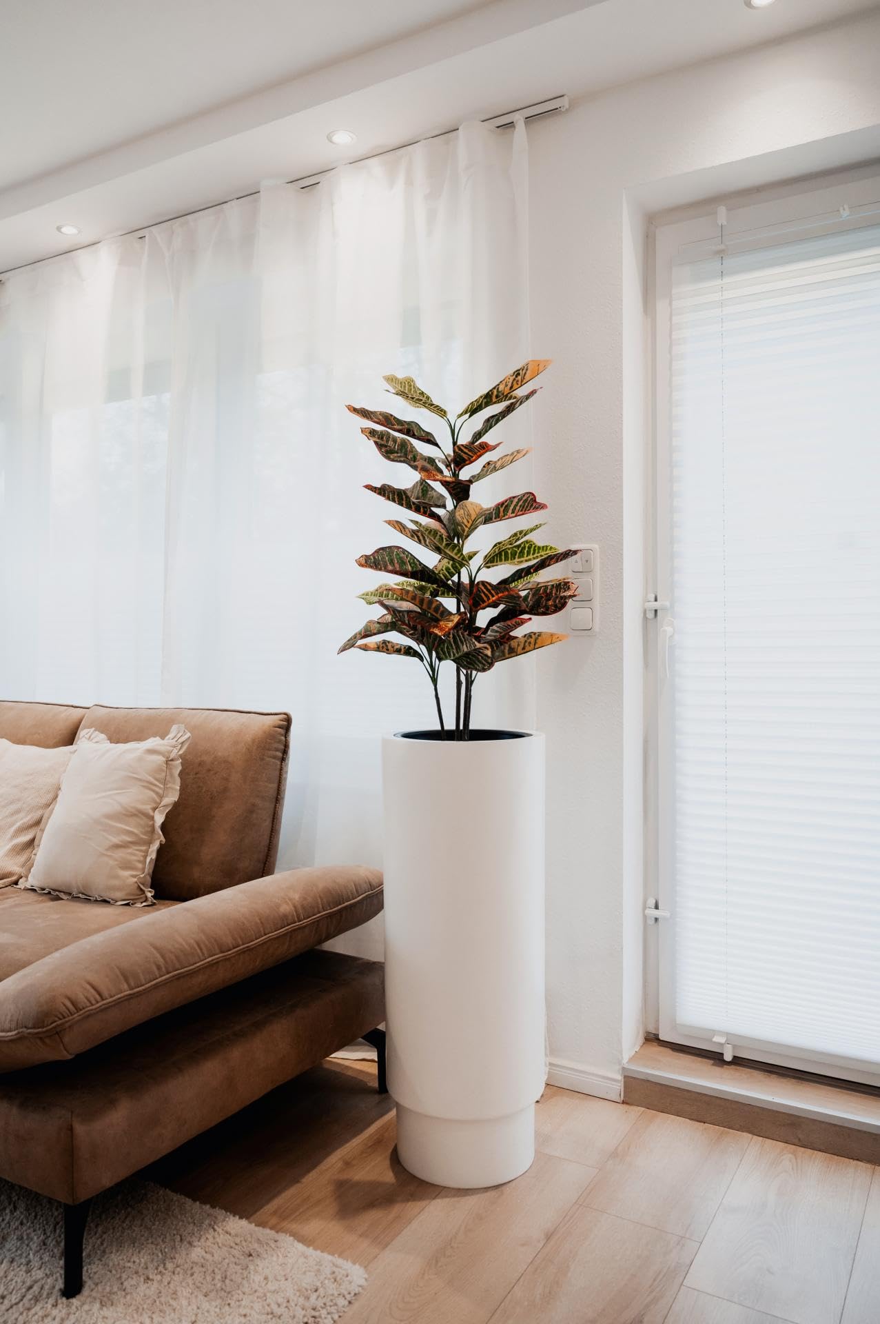 VIVANNO Vaso in Fibra di Vetro Escada Bianco Opaco, 90x35cm