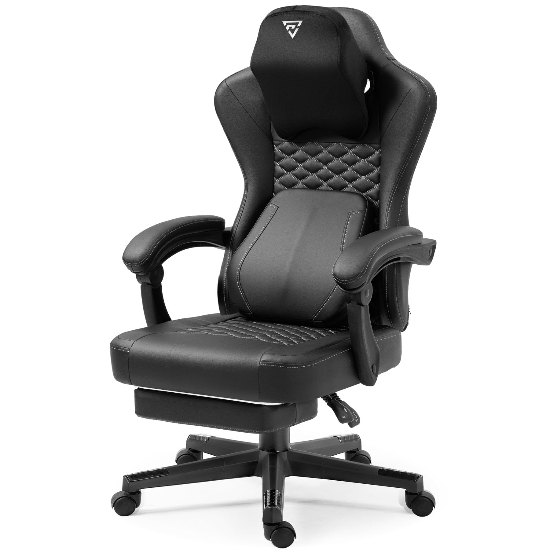 Gamer Chairs for Adults, Ergonomic Gaming Chair with Massager &amp; Footrest, Video Game Chairs with Swivel Seat and Headrest (Black)
