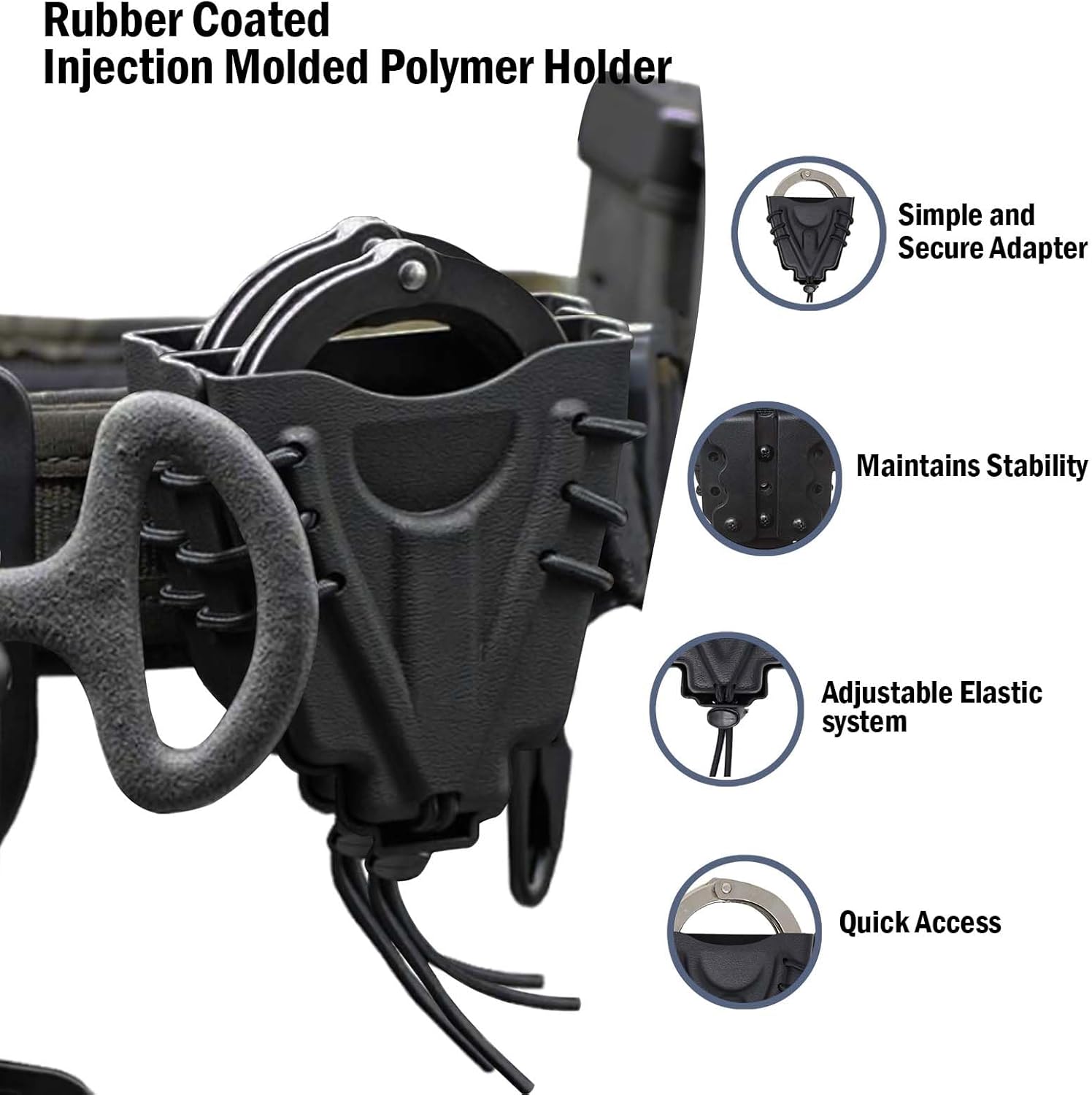 Molle Handcuff Pouch, Open-Top Handcuff Holster Cuff Case Fit Handcuffs Holder for Duty Belt and Handcuffs Holster (Double-A)